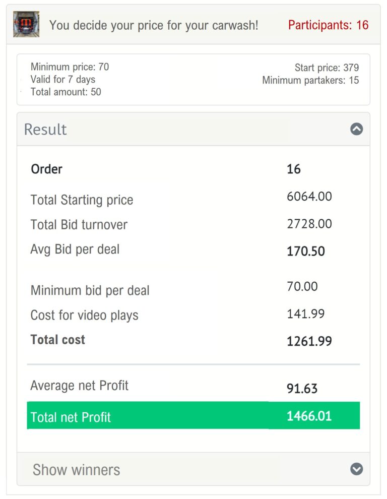 Byebuy statistics launched - deals result - carwash